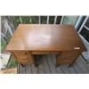 Image 2 : Wooden Antique Desk - Double Pedestal - 50x30x31H in.