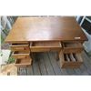 Image 3 : Wooden Antique Desk - Double Pedestal - 50x30x31H in.