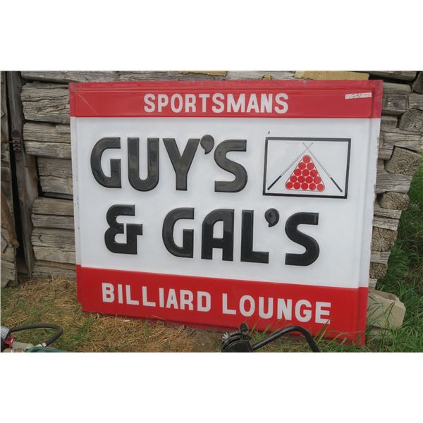 Sportsman's Billiard Lounge Sign - Plastic 72x60H in.