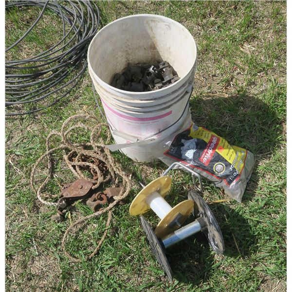 Lot of Electric Fence Insulators, Reels, Wire Stretcher