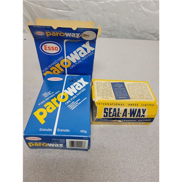 Lot of vintage waxes ESSO Parowax Seal-A-Wax etc