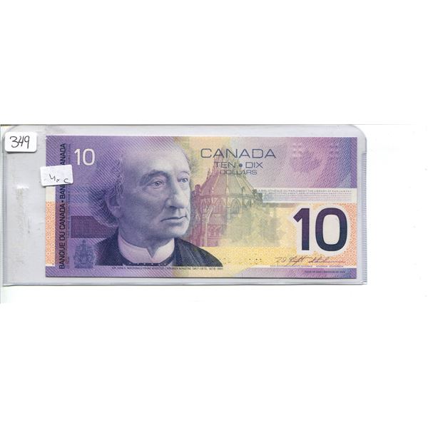 2001 Canadian $10 Bill UNC (FDT3444813)