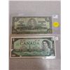 Image 1 : 2 Canadian $1.00 one dollar bills - 1937 & unc 1967 centennial