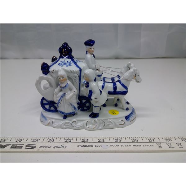 Blue Ceramic Horse Carriage