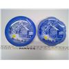 Image 1 : 2x Blue China Art Plates "The Old Homestead in Winter"