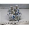 Image 1 : Blue Ceramic Man and Woman on Love Seat Ornament