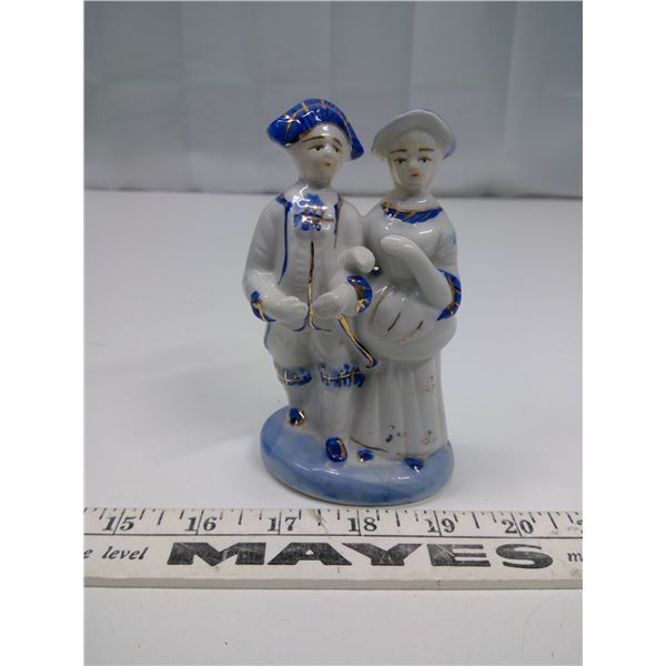 Blue Man and Woman Arms Clasped Ceramic Ornament