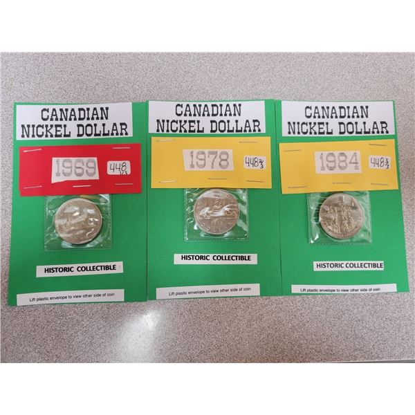 1969, 1978 & 1984 Canadian nickel dollars