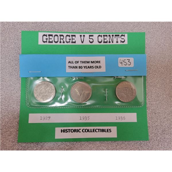 George V 5 cents - 1927, 1935, 1936