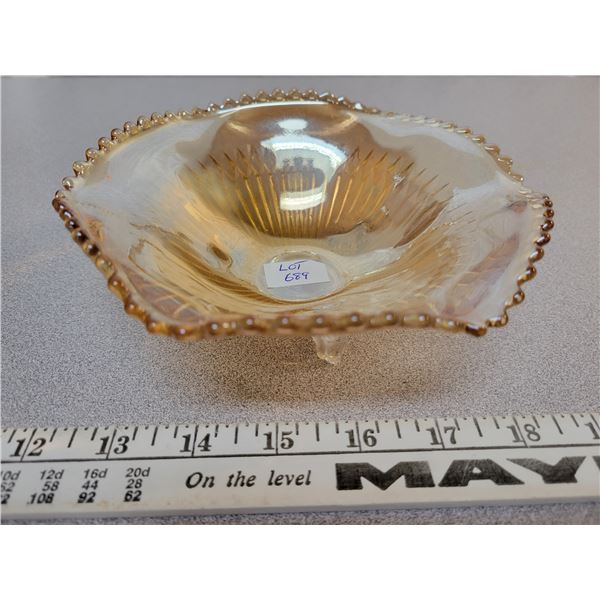 Carnival glass footed bowl