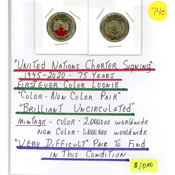 1945-2020 "United Nations Charter Signing" Loonie