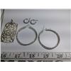 Image 2 : (4) Silver Tone Jewelry, 1 Necklace, 1 Pedant, 2 Pierced Earrings