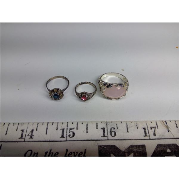 (3) Rings – 1 “NVC” Nataliya V – Collister” Size 8, 2 Marked Sterling