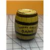 Image 1 : VINTAGE J. CHEIN USA TIN BARREL PIGGY BANK