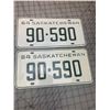 Image 1 : 1964 PAIR OF SASKATCHEWAN LICENCE PLATES REPAINTED