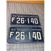 Image 1 : 1962 PAIR OF SASKATCHEWAN LICENCE PLATES REPAINTED
