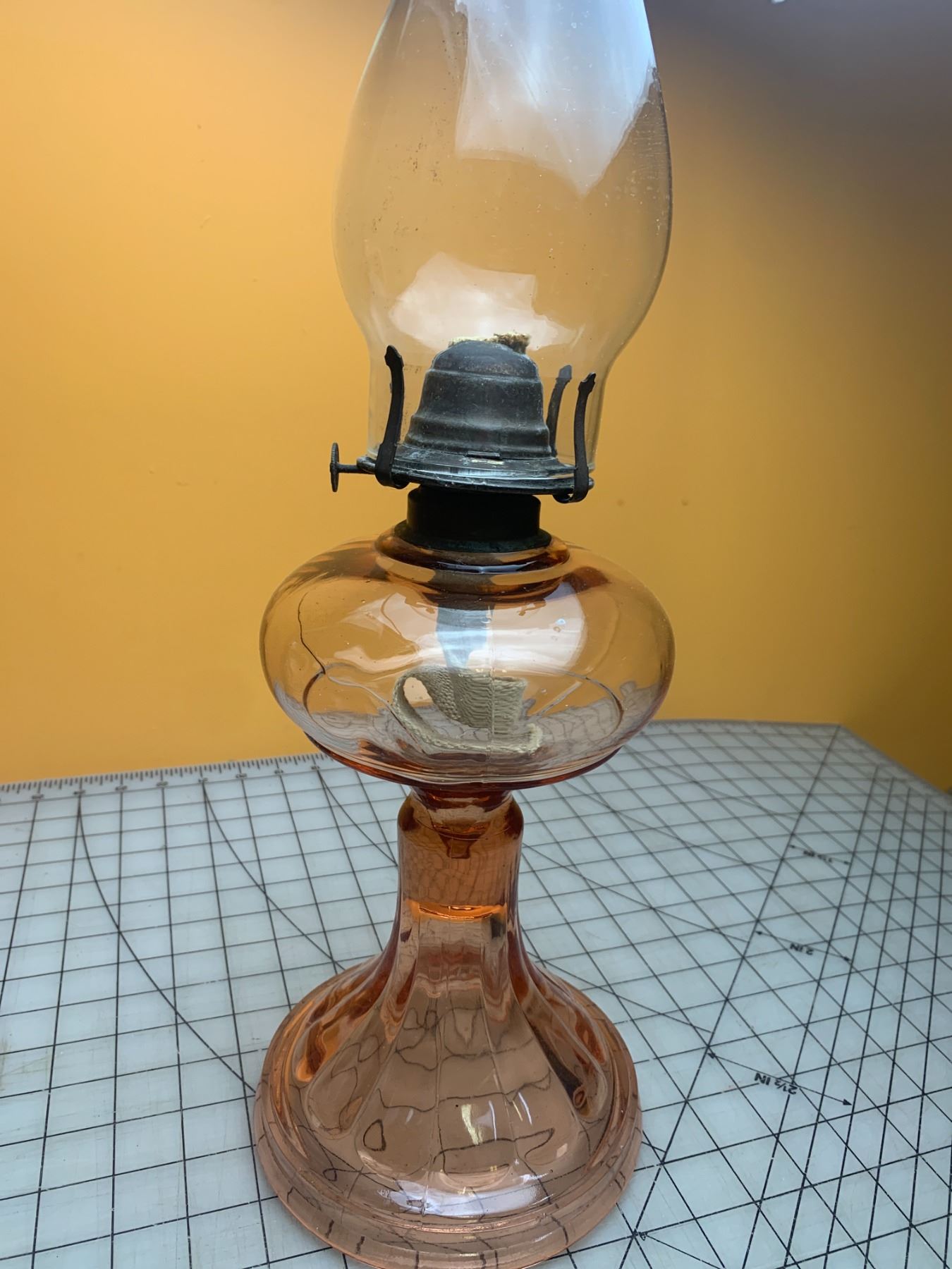 PINK DEPRESSION GLASS OIL LAMP