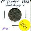 Image 1 : 1922 5 Cent Coin EF30