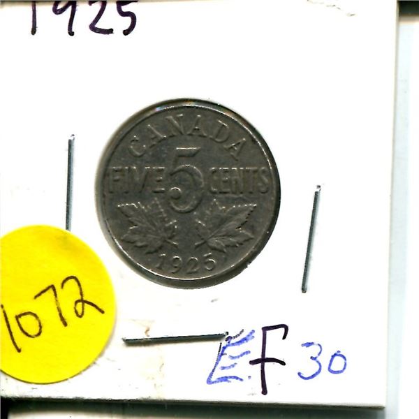 1925 Near 5 Cent Coin EF30