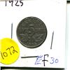 Image 1 : 1925 Near 5 Cent Coin EF30