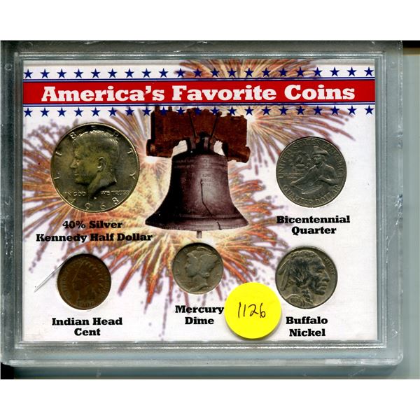 America's Favourite Coins - Plastic Case - 50 Cent/25 Cent/10 Cent/ 5 Cent/ 1 Cent