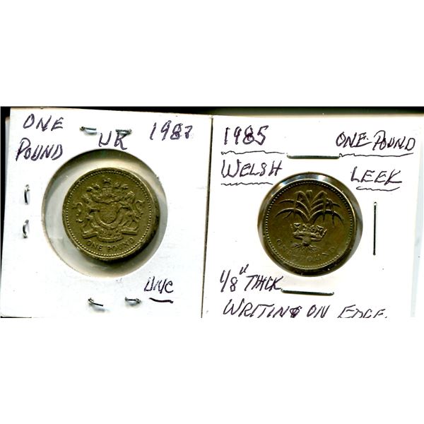 2x 1983 UK One Pound Coin UNC and 1985 Welsh One Pound Coin