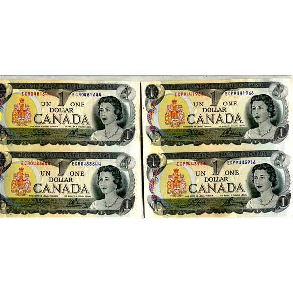 4x 2 Pair Uncut UNC $1 Bills - Ser. # End 644 and 966 - 2,000 Apart