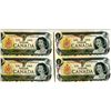 Image 1 : 4x 2 Pair Uncut UNC $1 Bills - Ser. # End 644 and 966 - 2,000 Apart