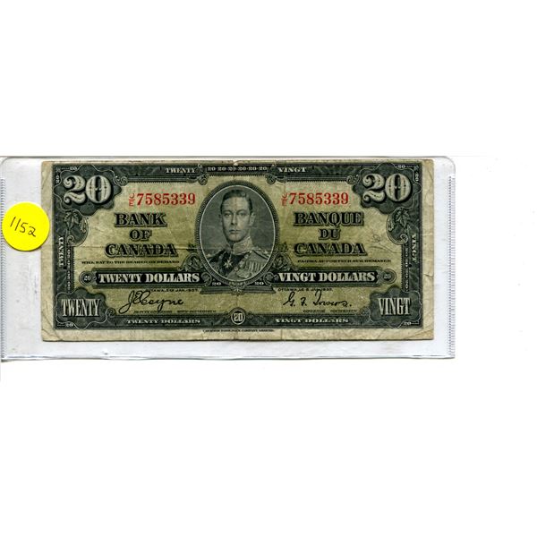 1937 K.G. $20 Bill Good Condition