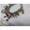 Image 2 : Vintage Charm Bracelet Double Link .925 Silver w/ Charms