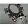 Image 3 : Vintage Charm Bracelet Double Link .925 Silver w/ Charms
