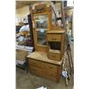 Image 1 : Unique Wooden Wardrobe w/ Mirror - 19x38x72H"
