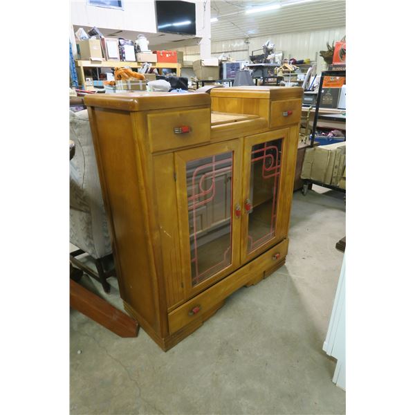 Nice Wooden Buffet with Glass Window Doors - 16x72x46H"