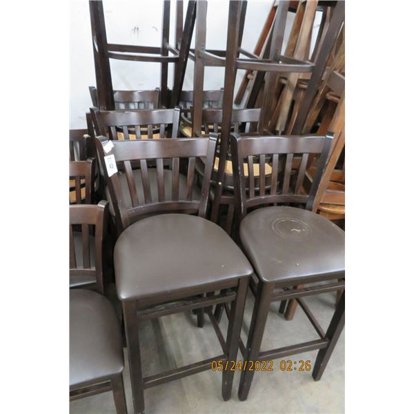 9-Mocha Padded Slat Bar Stools - 9 X $