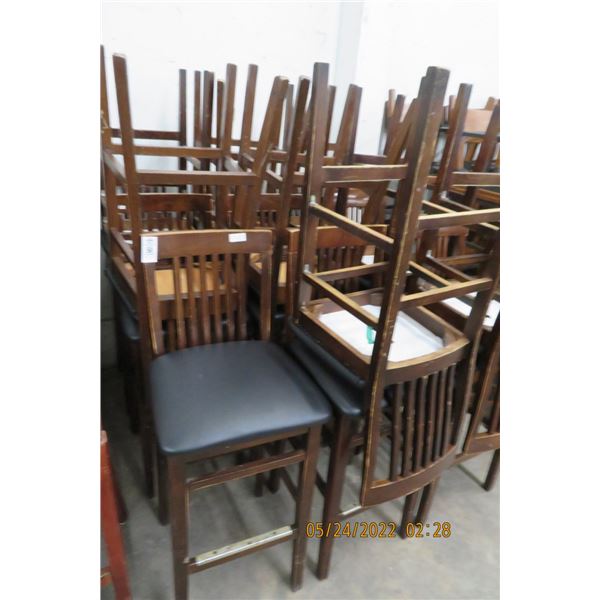 17-Slat Back Black Padded Bar Stools - 17 X $