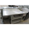 Image 1 : S/S Corner 4' Table w/Hand Sink & w/Undershelf (Needs Leg Repair)
