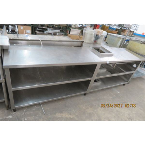 S/S 8' Dish Station w/Double Undershelf