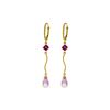 Genuine 3.5 ctw Pink Topaz Earrings 14KT Yellow Gold - REF-35V4W