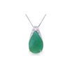 Genuine 3.5 ctw Emerald Necklace 14KT White Gold - REF-59W8Y