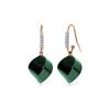 Genuine 30.68 ctw Green Sapphire Corundum & Diamond Earrings 14KT Rose Gold - REF-67A3K