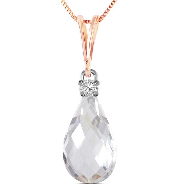 Genuine 2.3 ctw White Topaz & Diamond Necklace 14KT Rose Gold - REF-22M8T