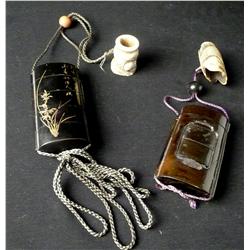 2 Japanese Inro tobacco pouches