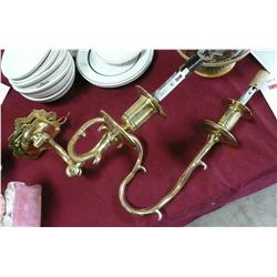 Pair of early brass Wall candle sconces that have been professionally electrified