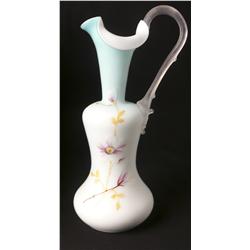 Satin glass pitcher with applied handle