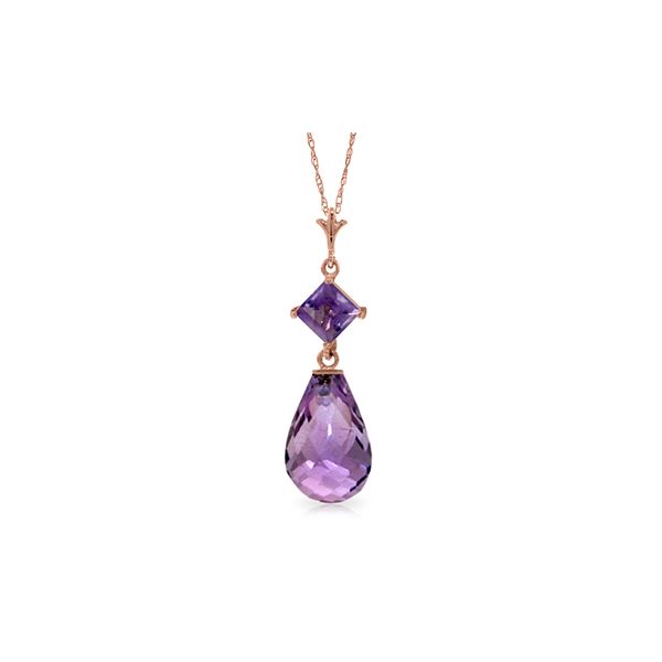 Genuine 5.5 ctw Amethyst Necklace 14KT Rose Gold - REF-22X2M