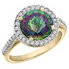 2.44 CTW Mystic Topaz & Diamond Ring 10K Yellow Gold - REF-57R3H