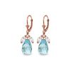 Genuine 14.4 ctw White Topaz & Blue Topaz Earrings 14KT Rose Gold - REF-46V7W