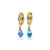 Genuine 4.2 ctw Blue Topaz Earrings 14KT Yellow Gold - REF-51X4M