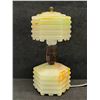 Image 1 : Vintage Caramel Slag Glass Table Lamp - Has chip see photos (Approx: 10"T 4.75"W)