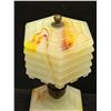 Image 5 : Vintage Caramel Slag Glass Table Lamp - Has chip see photos (Approx: 10"T 4.75"W)